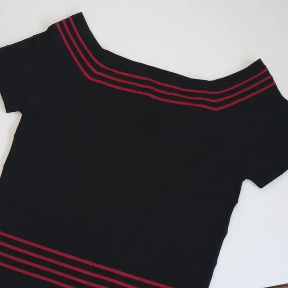 Max Studio Women's Red & Black Rayon Blend Knit Bodycon Short Sleeve Dress XS - Picture 3 of 10